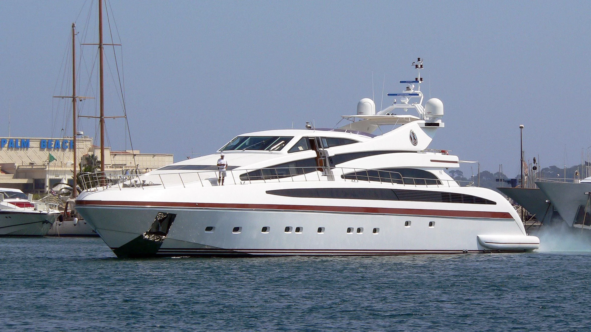 a white yacht in the water aboard SAMJA Yacht for Sale