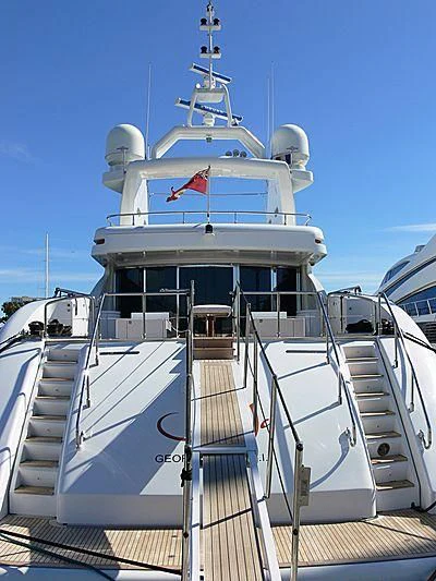 a large white boat with a propeller aboard SAMJA Yacht for Sale