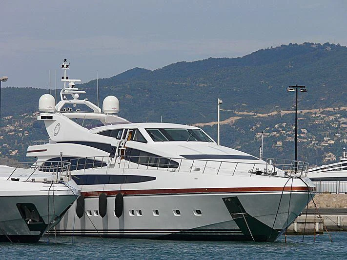 a large white yacht aboard SAMJA Yacht for Sale