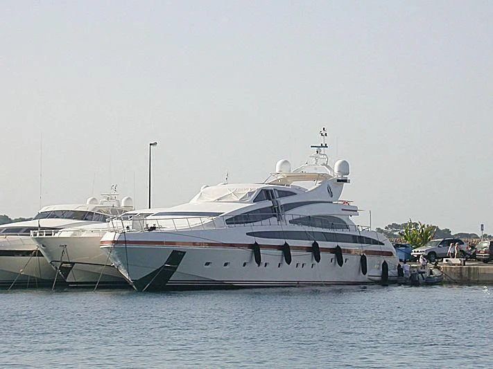 a couple of white yachts in the water aboard SAMJA Yacht for Sale