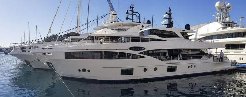 a large white boat aboard CAROBELLE Yacht for Sale