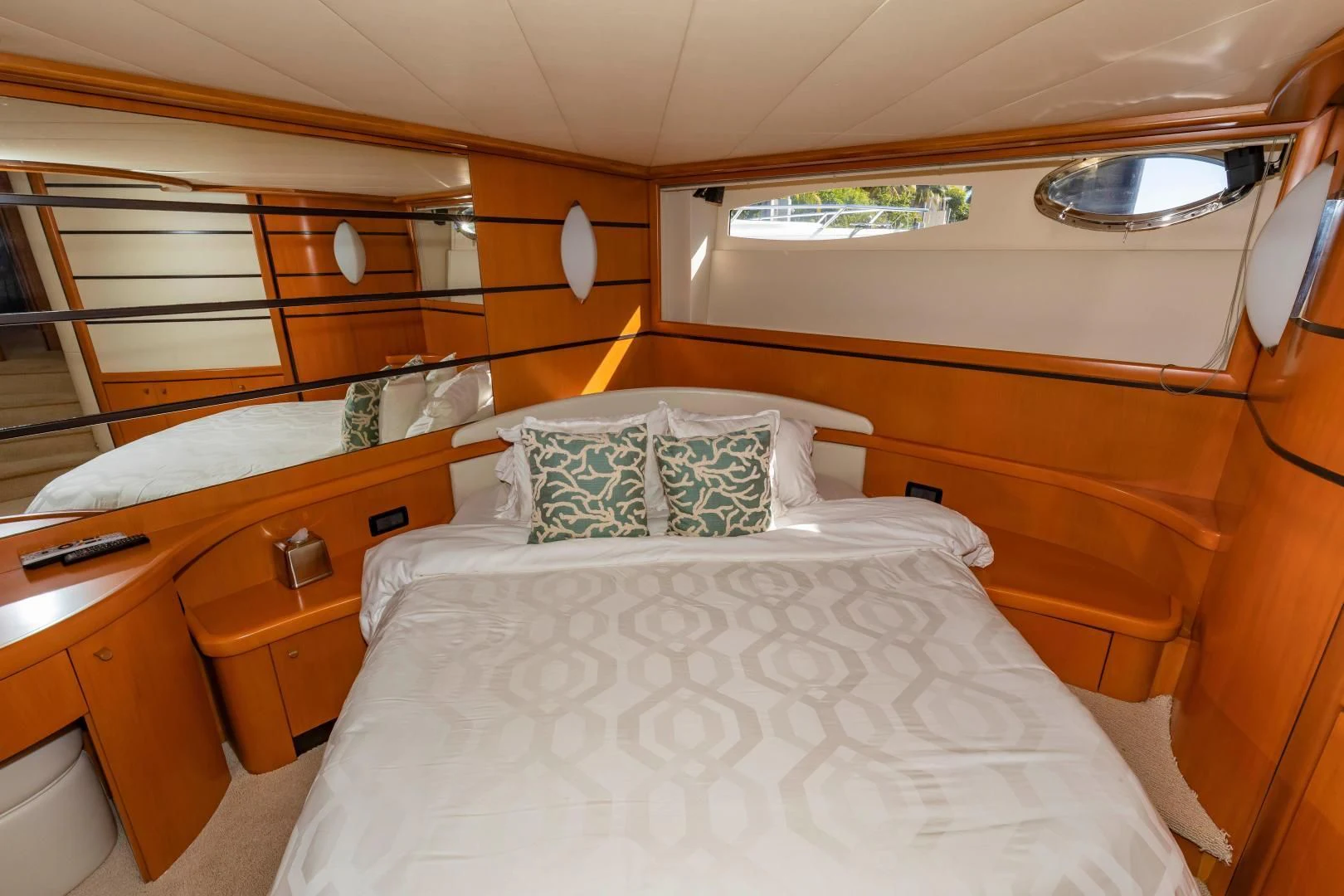 a room with two beds aboard FREE SPIRIT Yacht for Sale