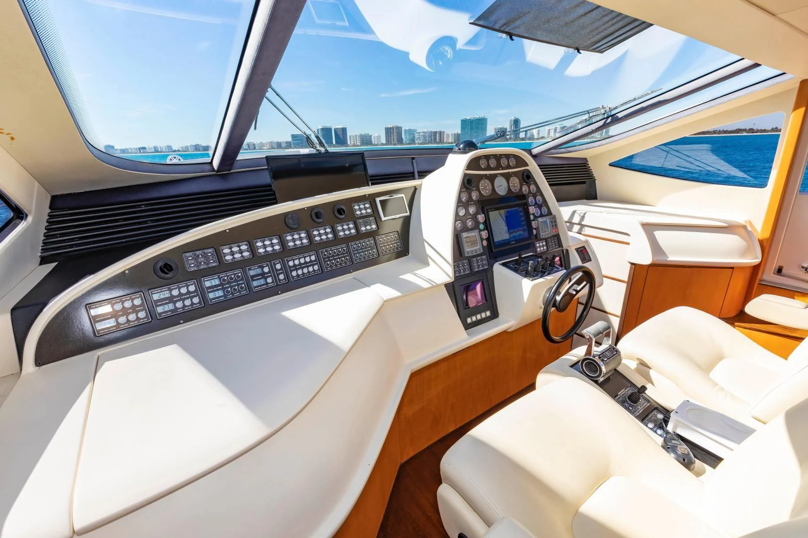 a desk with a computer and a keyboard aboard FREE SPIRIT Yacht for Sale