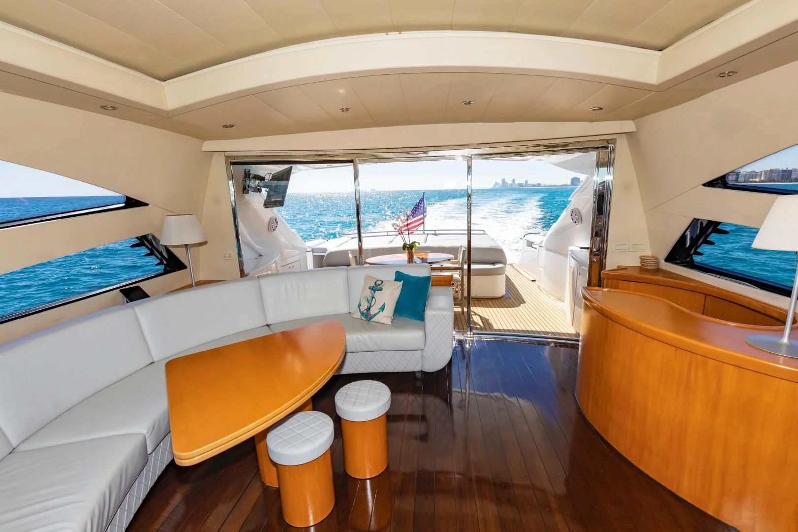 a room with a view of the ocean aboard FREE SPIRIT Yacht for Sale