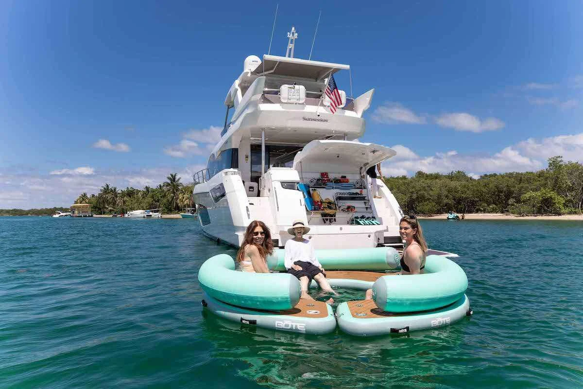a group of people on a boat aboard LAGO PARADISE Yacht for Sale