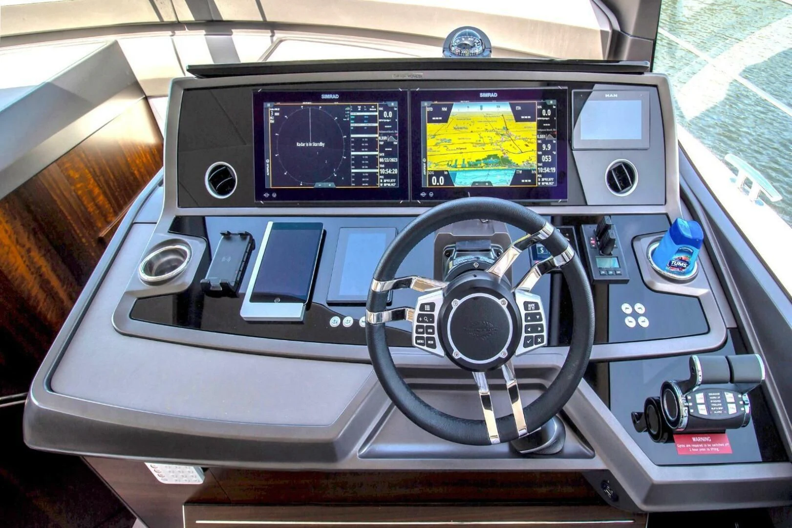a car with a screen and buttons aboard LAGO PARADISE Yacht for Sale