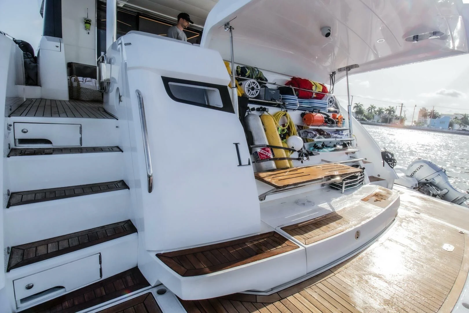 a white machine on a wooden surface aboard LAGO PARADISE Yacht for Sale
