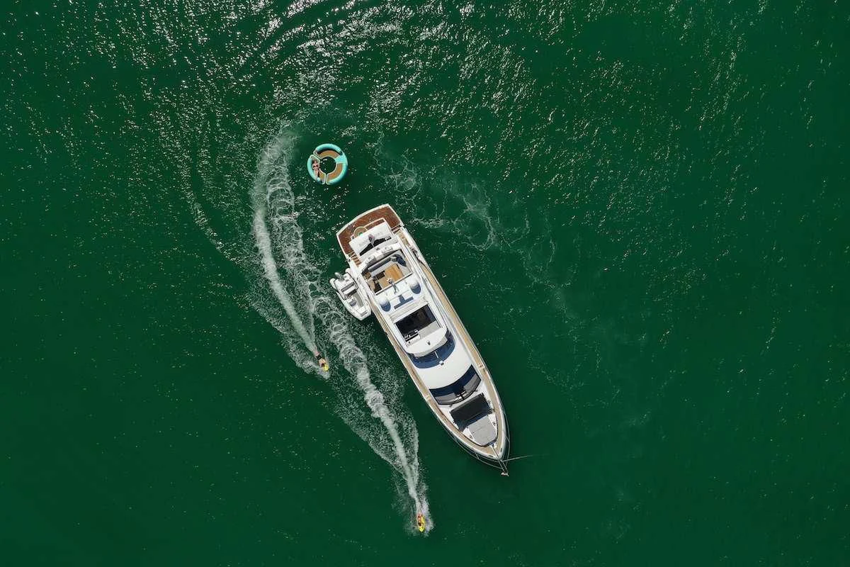 a boat in the water aboard LAGO PARADISE Yacht for Sale