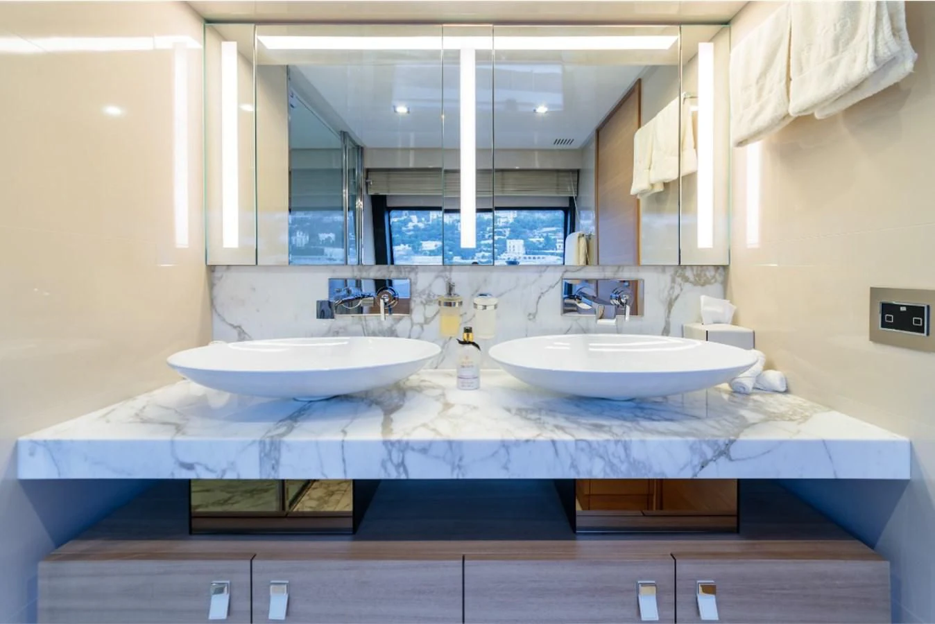 a couple of sinks in a bathroom aboard SEVEN Yacht for Sale