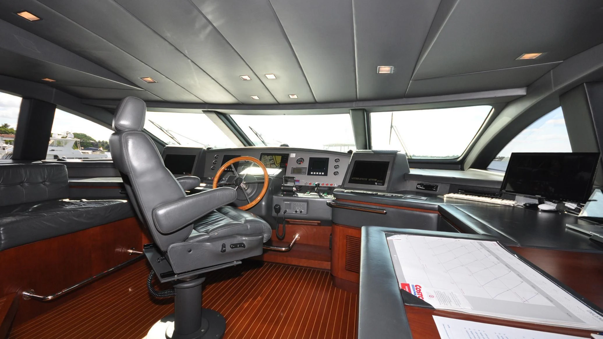 the inside of a car aboard VIVERE Yacht for Sale