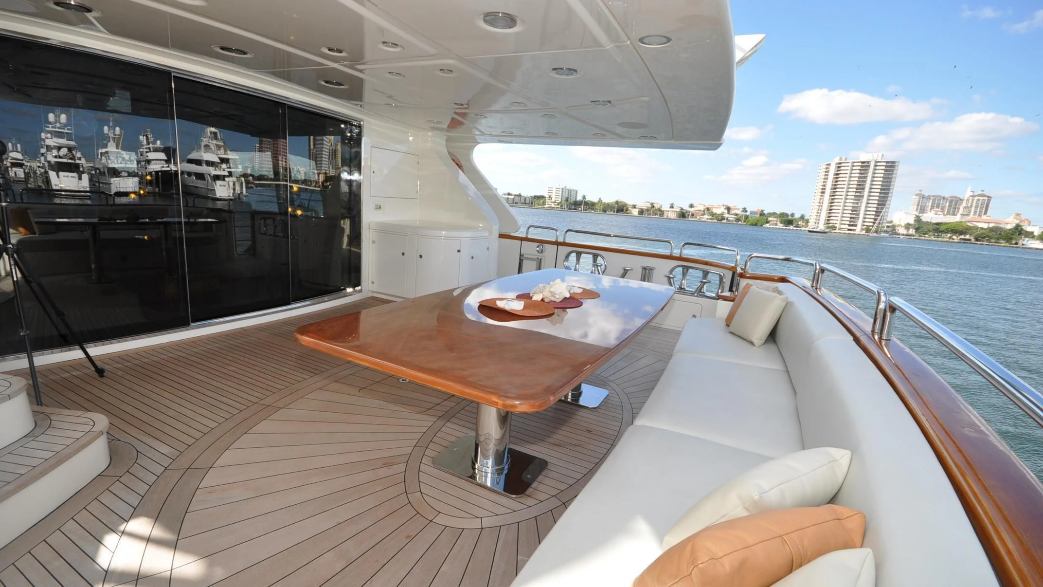 a table on a boat aboard VIVERE Yacht for Sale