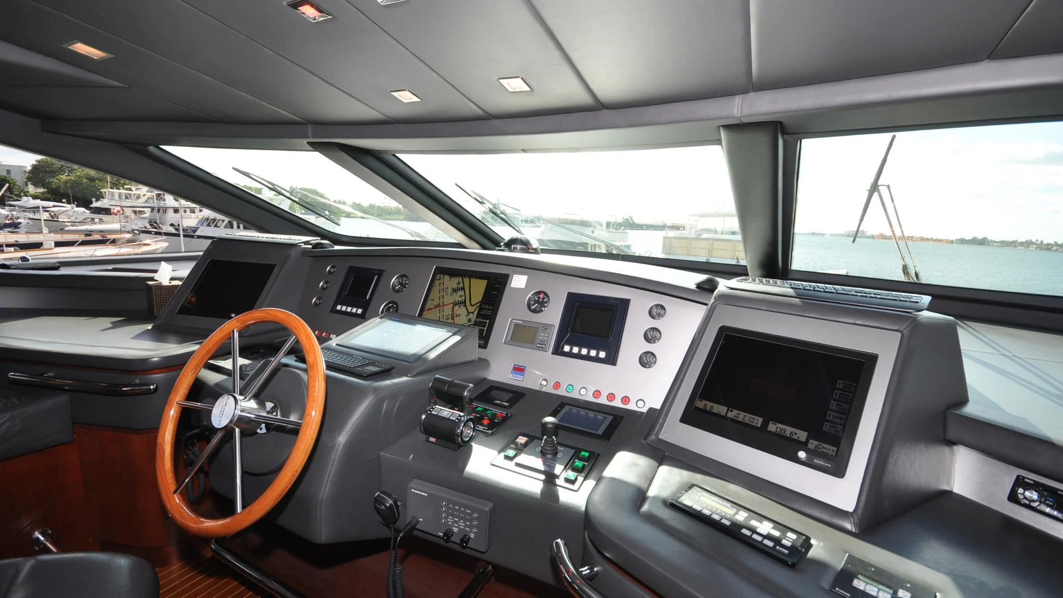 inside of a car aboard VIVERE Yacht for Sale