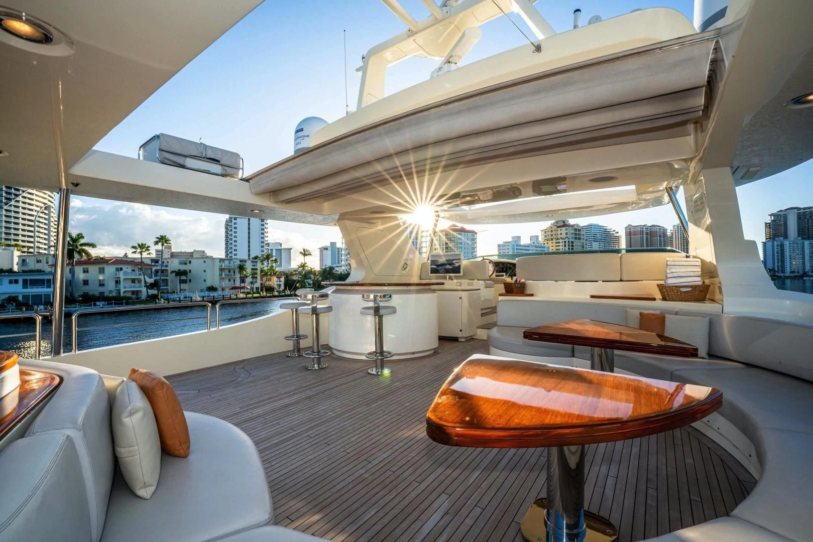 a room with a large open roof aboard VIVERE Yacht for Sale