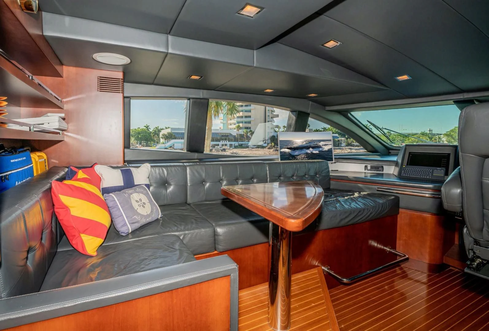 inside of a car aboard VIVERE Yacht for Sale