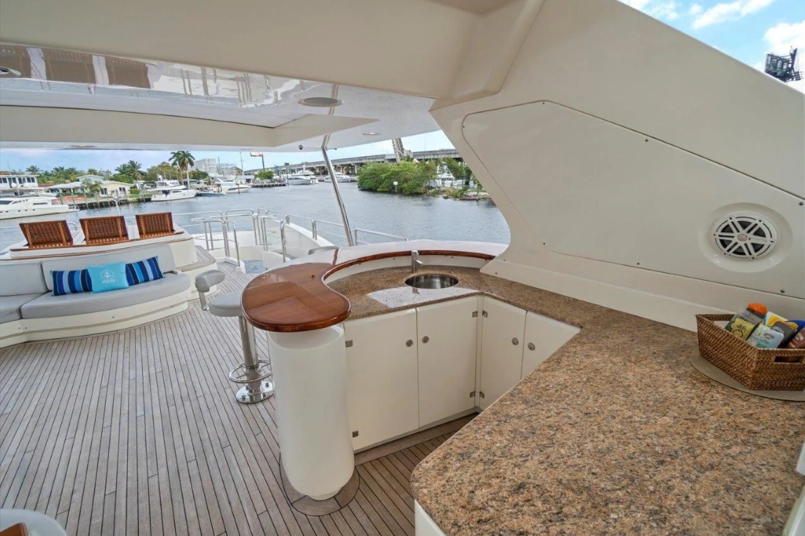 a table and chairs on a deck aboard VIVERE Yacht for Sale