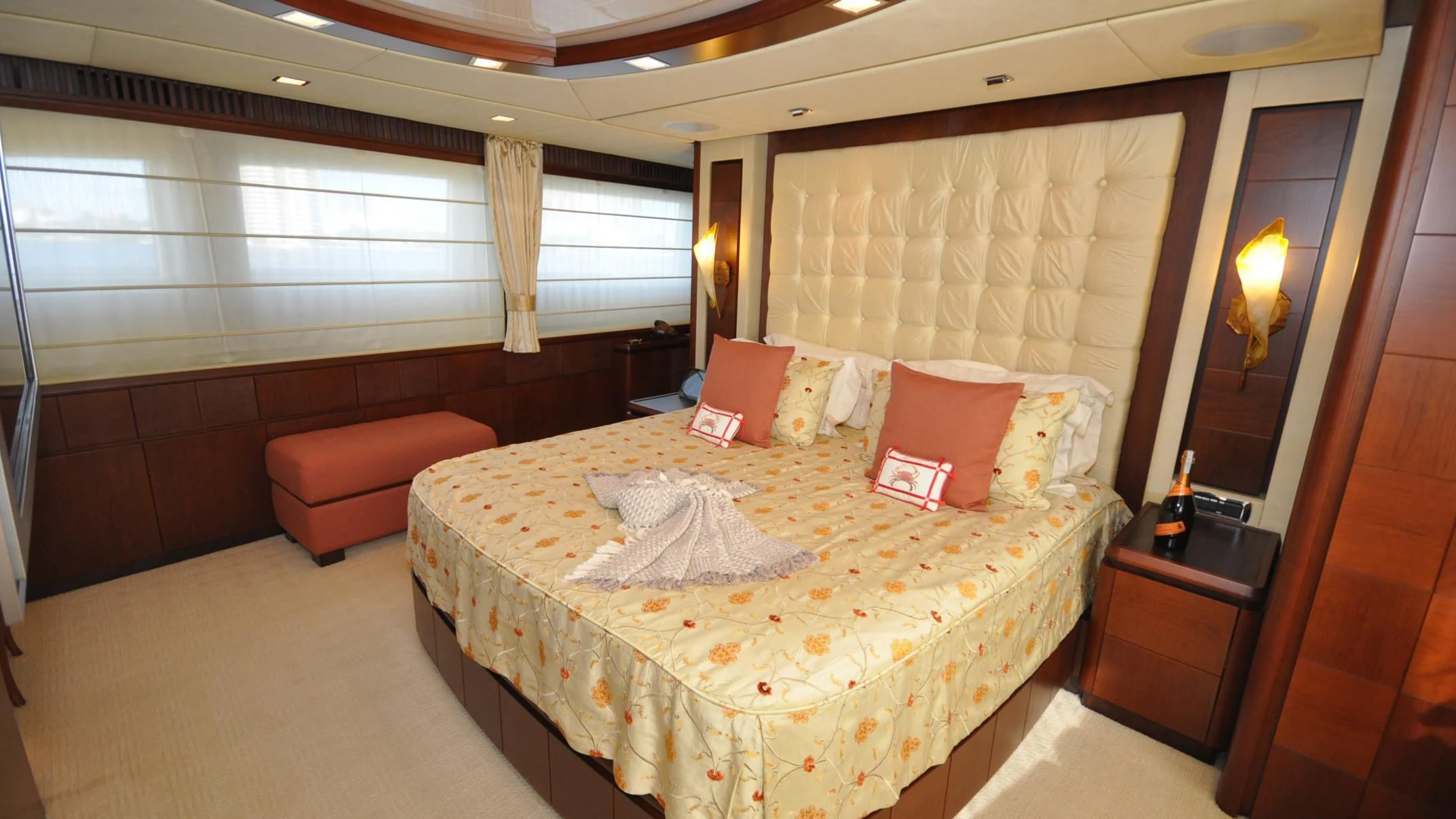 a hotel room with a bed aboard VIVERE Yacht for Sale