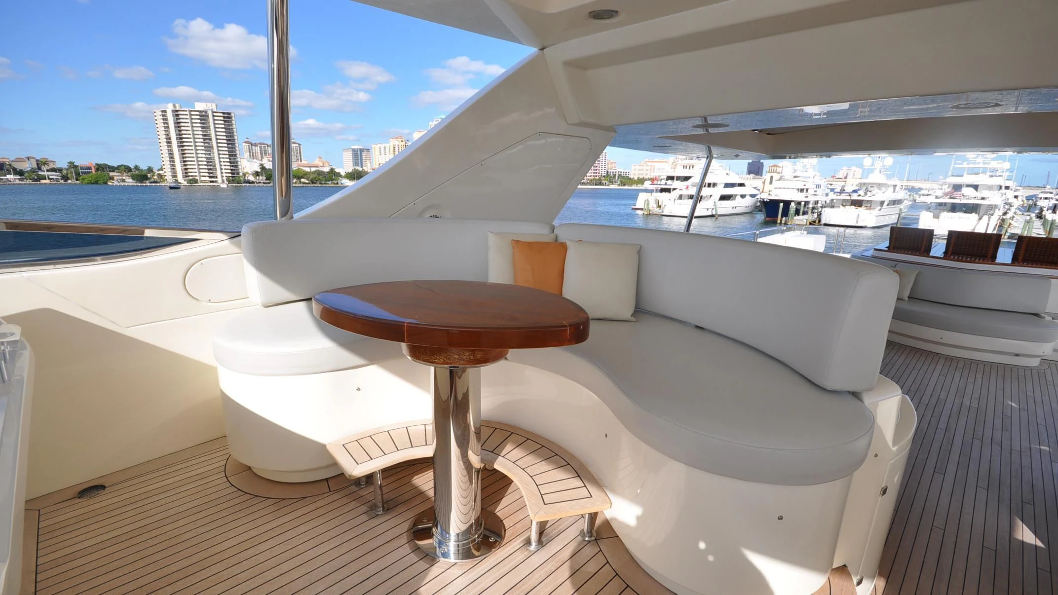 a table on a boat aboard VIVERE Yacht for Sale