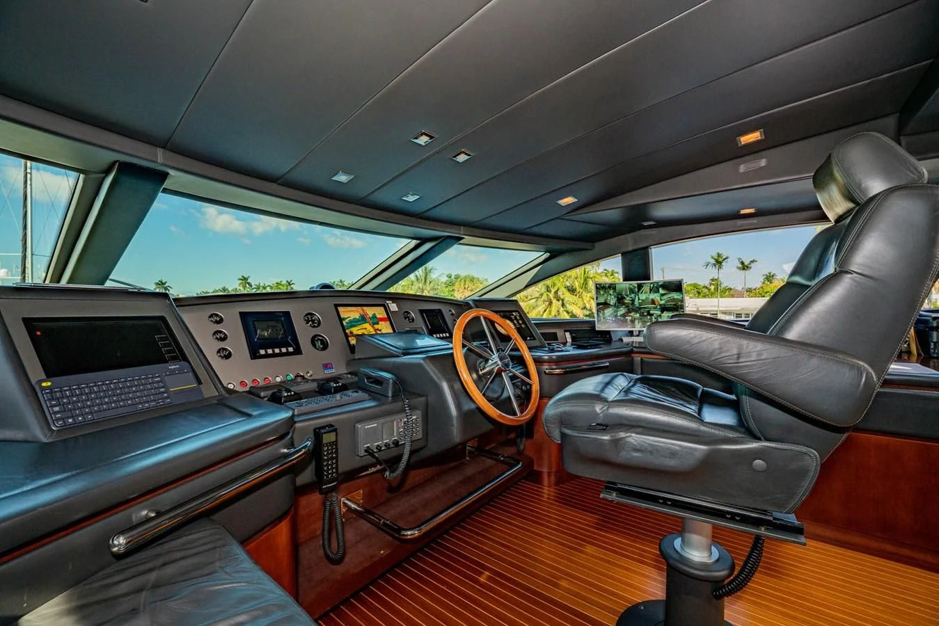 inside of a car aboard VIVERE Yacht for Sale
