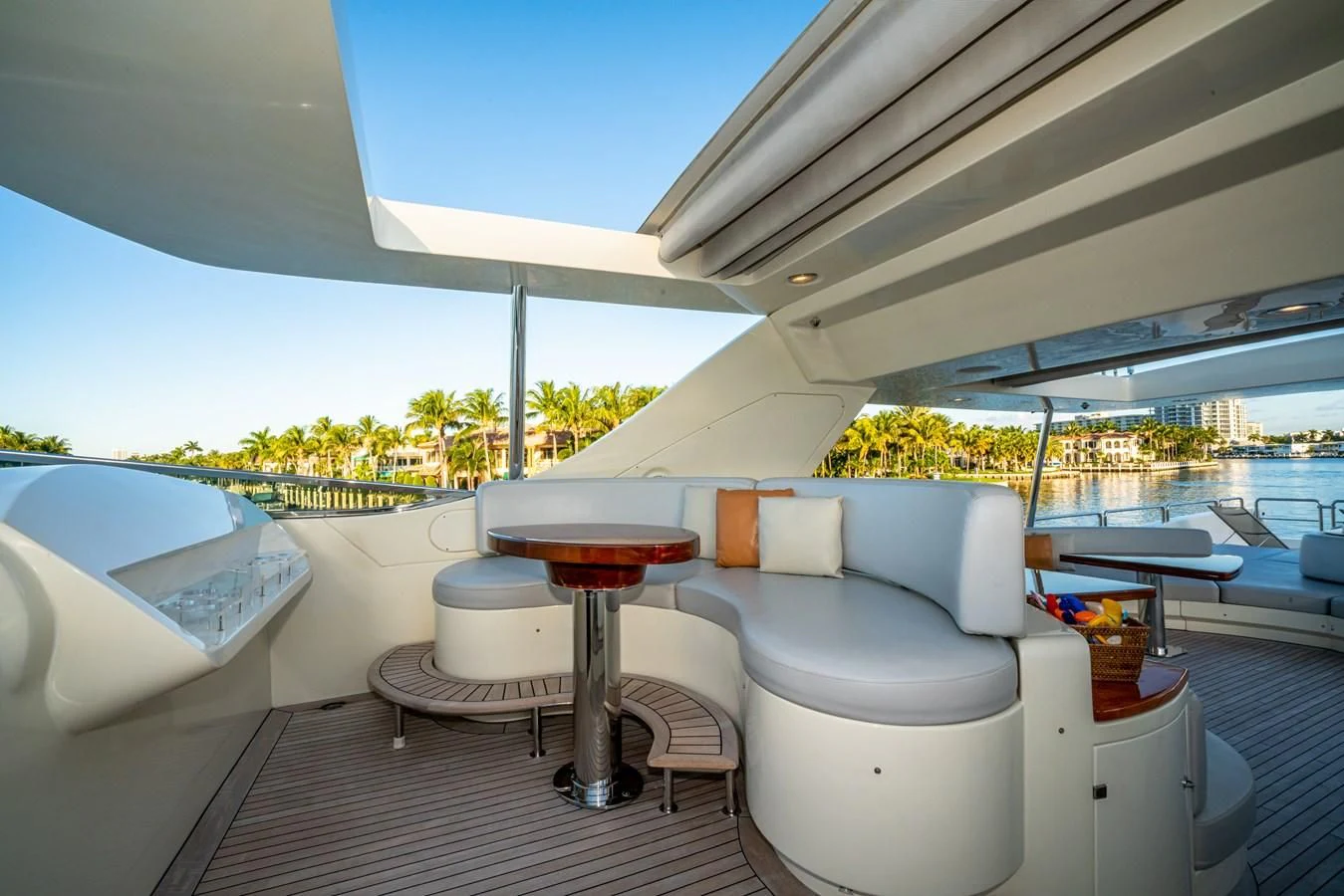 a room with a table and chairs aboard VIVERE Yacht for Sale