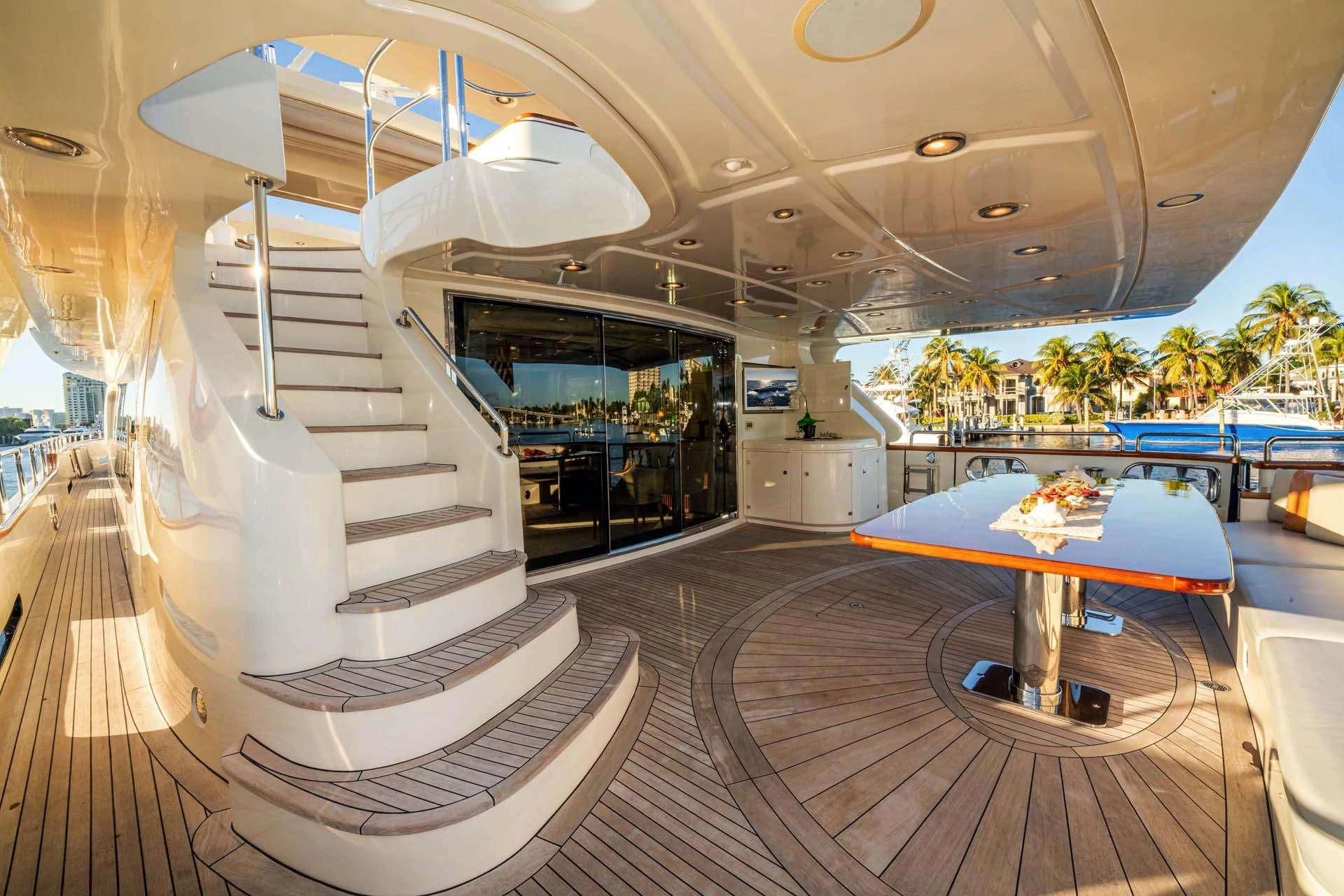 a room with a pool and a slide aboard VIVERE Yacht for Sale