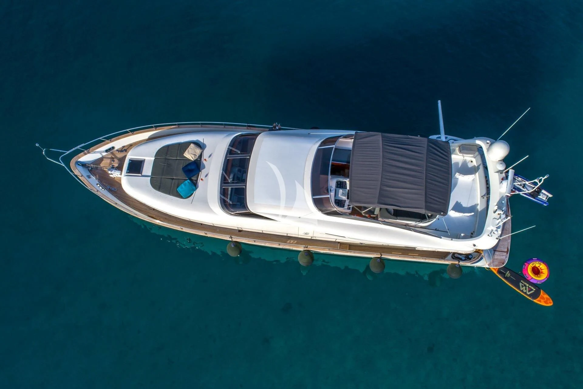a small boat in the water aboard JANTAR Yacht for Charter
