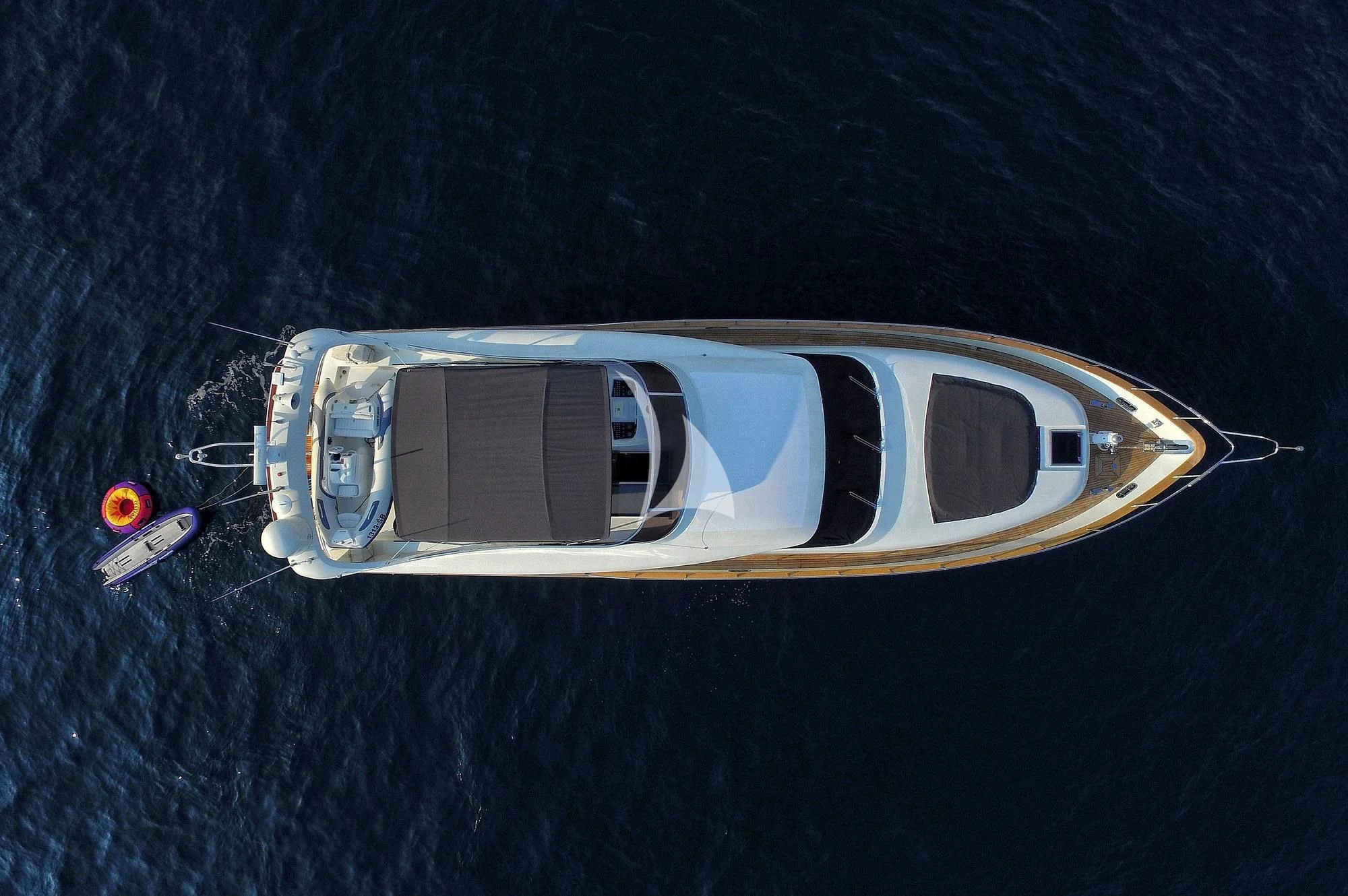 a high angle view of a car aboard JANTAR Yacht for Charter