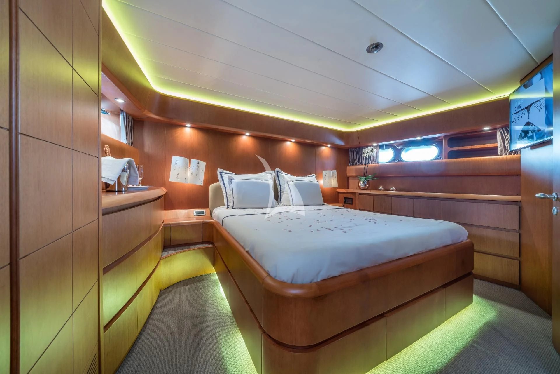 a room with two beds aboard JANTAR Yacht for Charter
