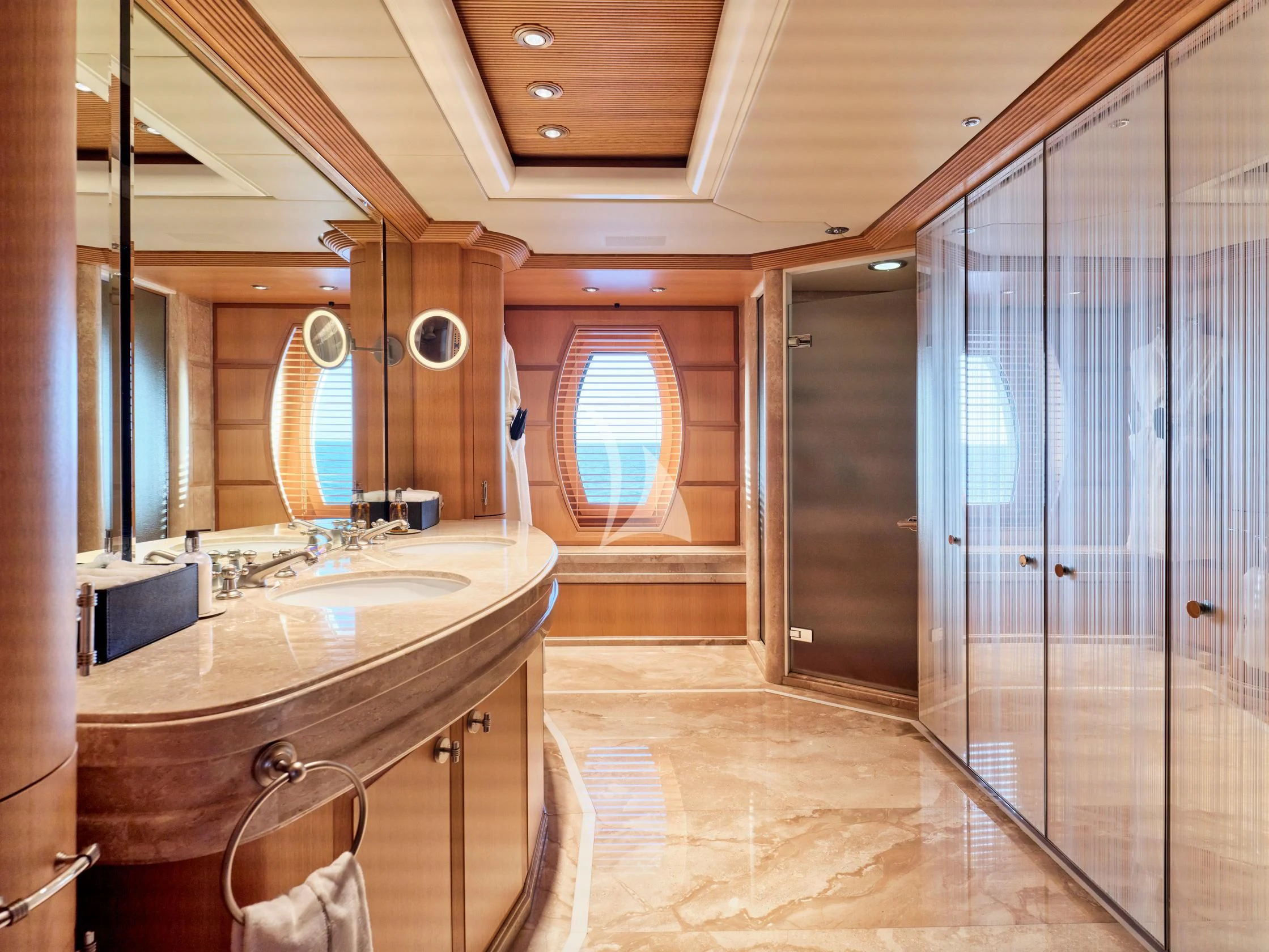 a bathroom with a large shower unit aboard SEAHORSE Yacht for Sale