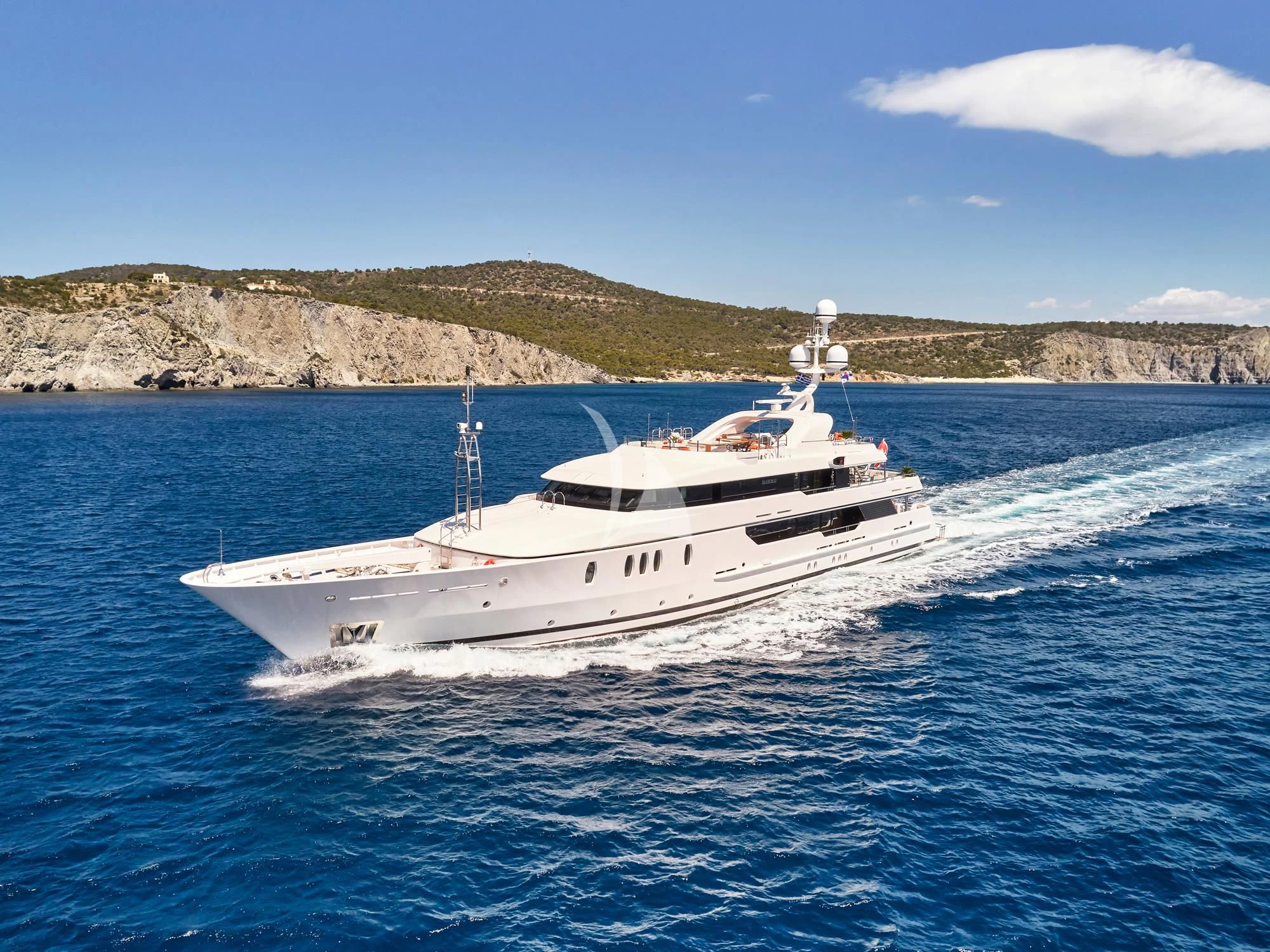 a white yacht on the water aboard SEAHORSE Yacht for Sale