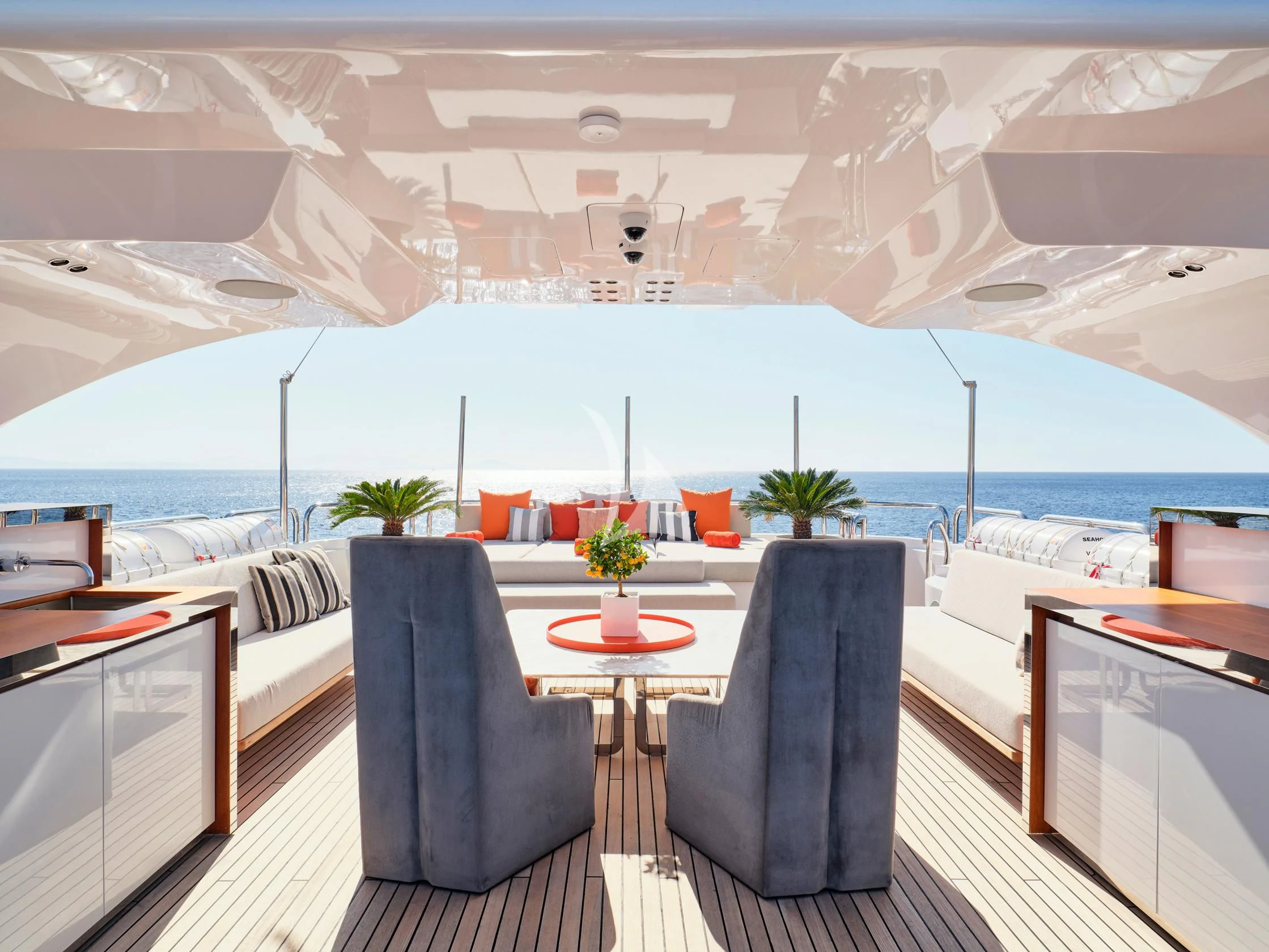 a room with a large white tent aboard SEAHORSE Yacht for Sale