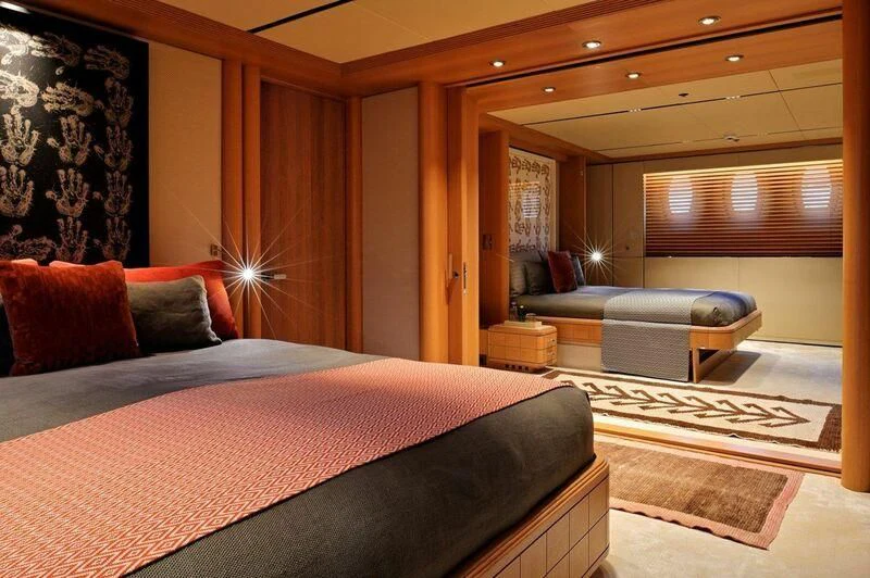 a bed in a room aboard SEAHORSE Yacht for Sale