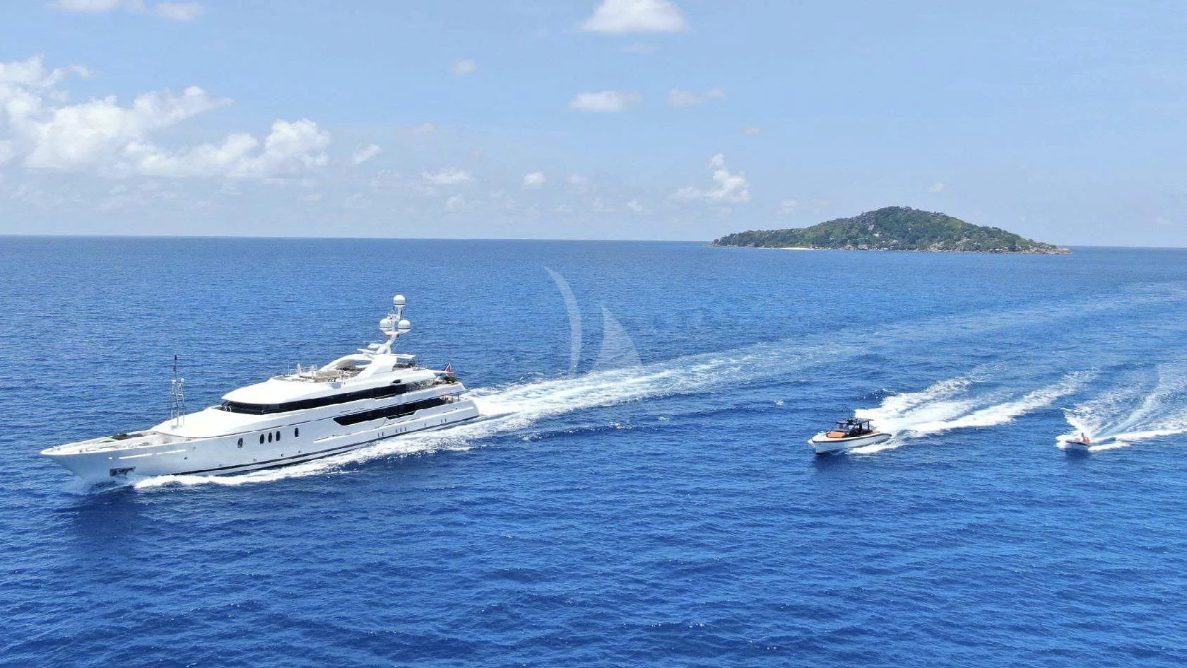 a boat and a helicopter in the water aboard SEAHORSE Yacht for Sale