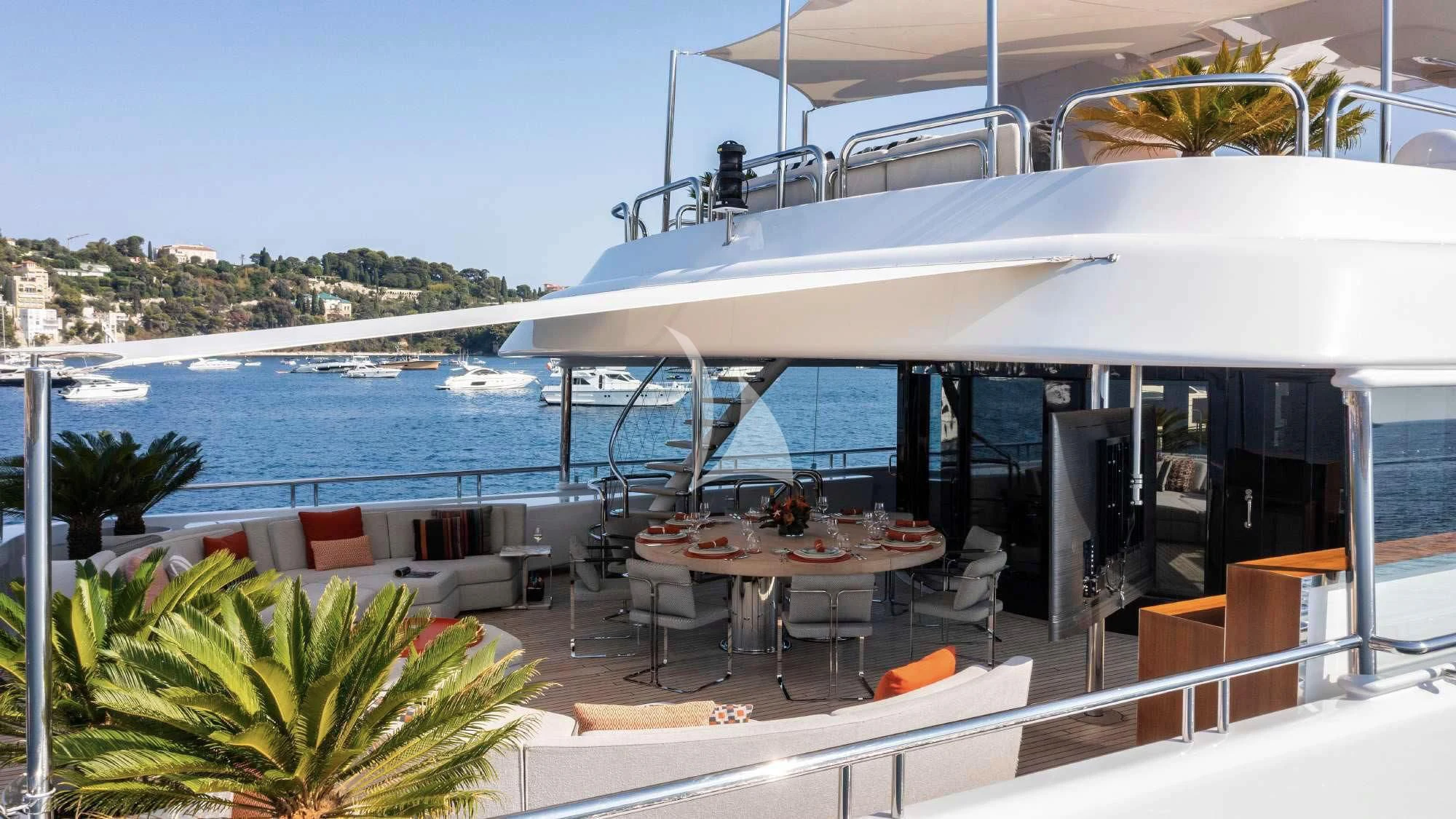 a large white boat on a body of water aboard SEAHORSE Yacht for Sale