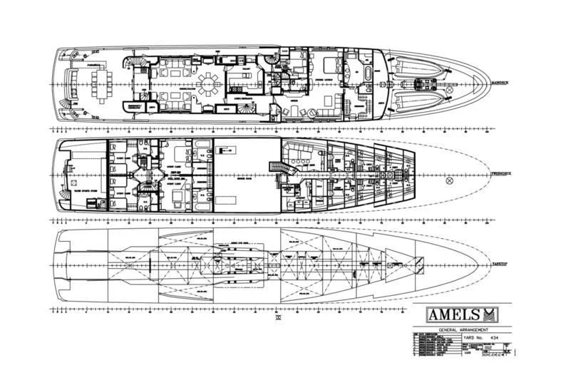 diagram, engineering drawing aboard SEAHORSE Yacht for Sale