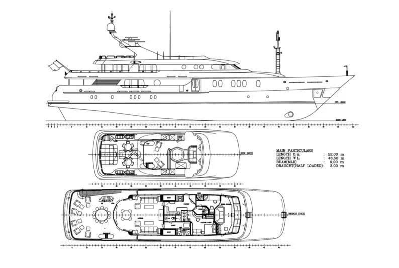 diagram, engineering drawing aboard SEAHORSE Yacht for Sale
