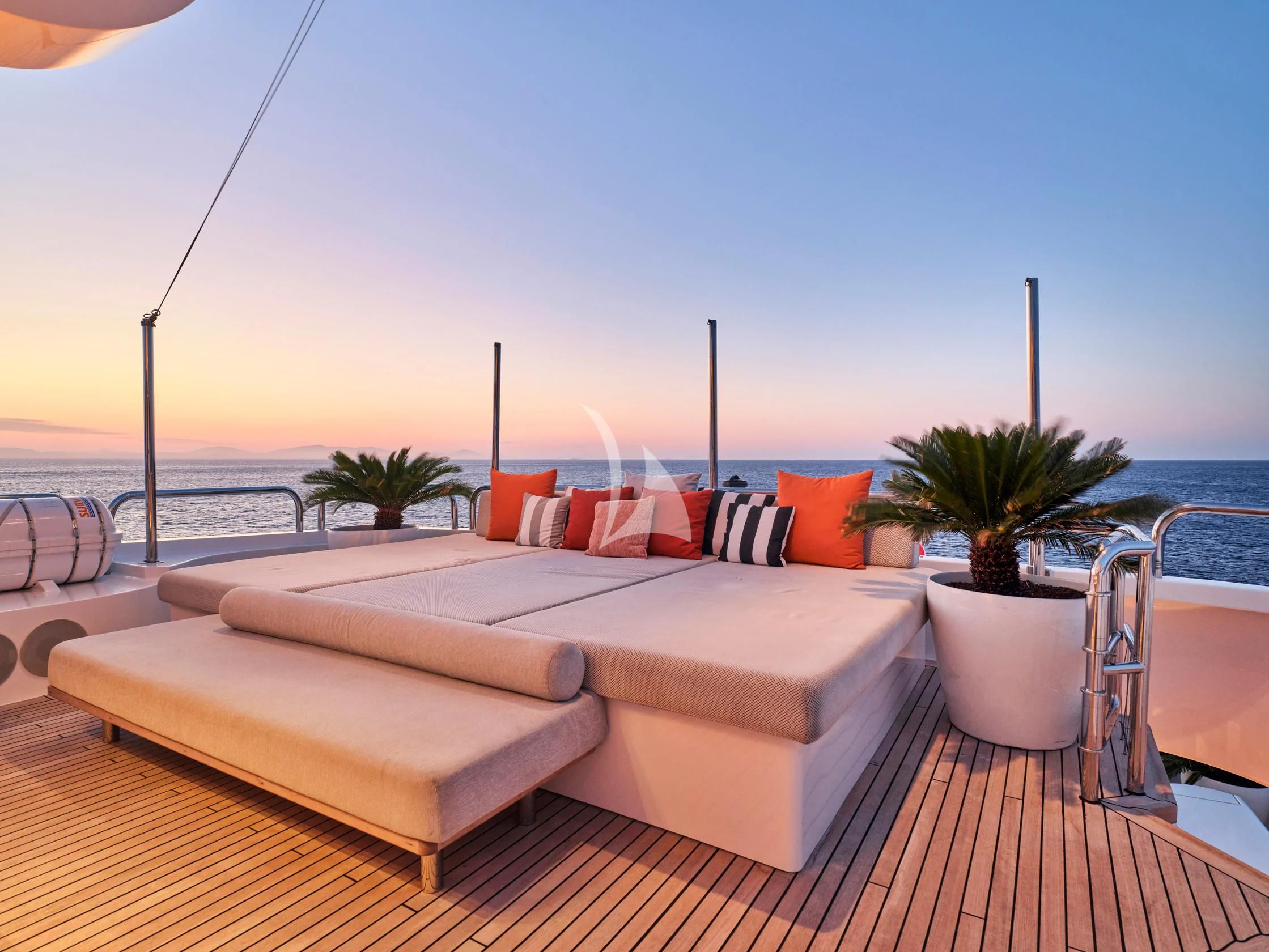 a bed on a deck aboard SEAHORSE Yacht for Sale