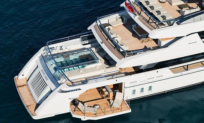 a group of boats on the water aboard SEVEN SINS Yacht for Sale