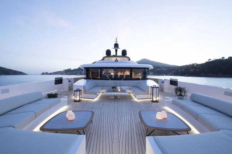a boat on a deck aboard SEVEN SINS Yacht for Sale