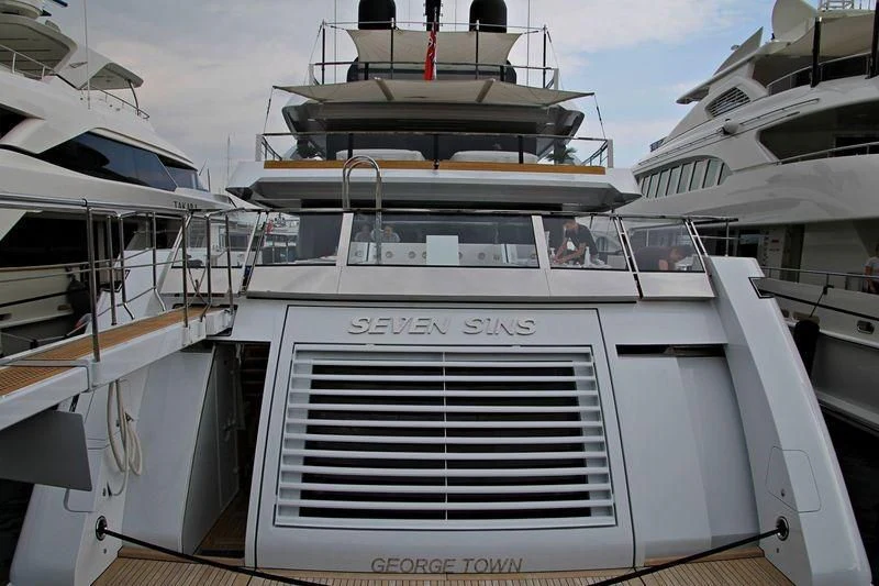 a group of boats on a dock aboard SEVEN SINS Yacht for Sale