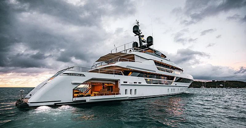 a large white ship aboard SEVEN SINS Yacht for Sale