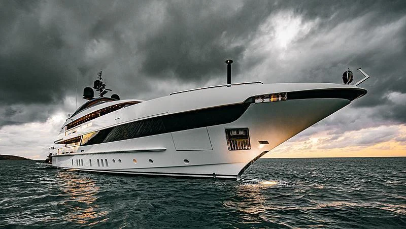 a large ship in the water aboard SEVEN SINS Yacht for Sale