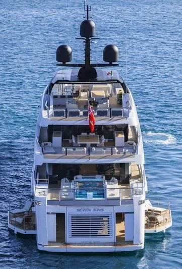 a large ship in the water aboard SEVEN SINS Yacht for Sale