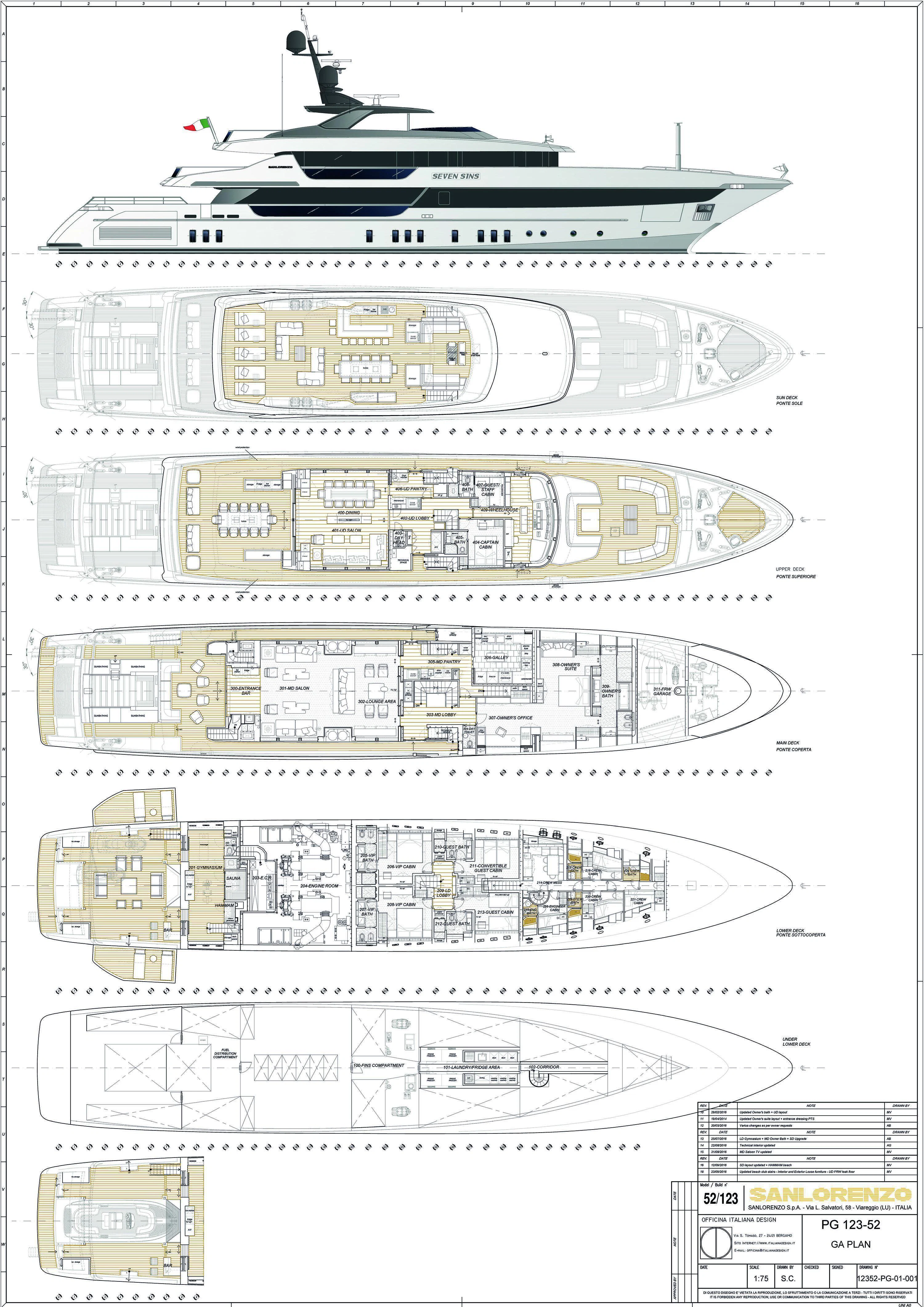 diagram aboard SEVEN SINS Yacht for Sale