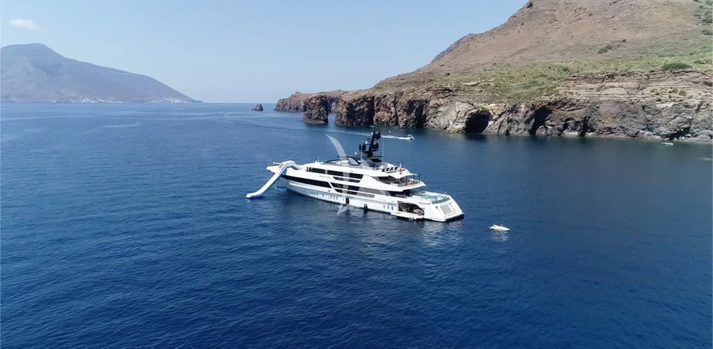 a boat in the water aboard SEVEN SINS Yacht for Sale