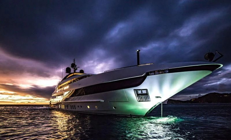 a large ship in the water aboard SEVEN SINS Yacht for Sale