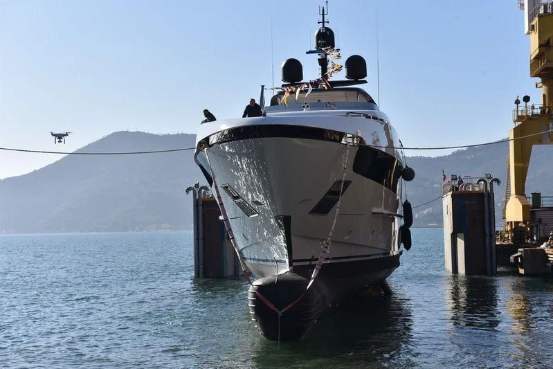 a boat docked at a port aboard SEVEN SINS Yacht for Sale