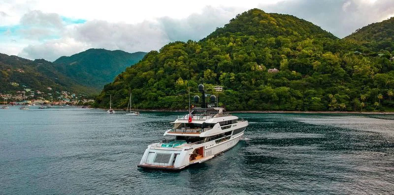 a boat on the water aboard SEVEN SINS Yacht for Sale