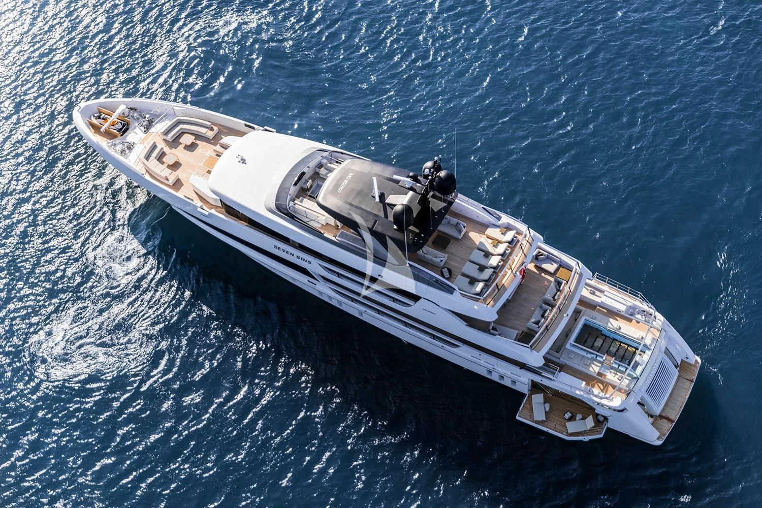 a space ship in the water aboard SEVEN SINS Yacht for Sale