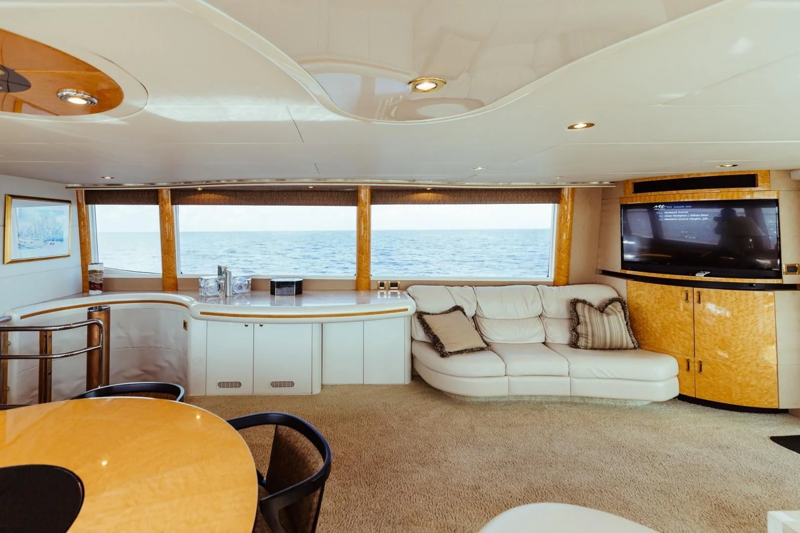 a living room with a large window aboard DOUBLE EAGLE Yacht for Sale