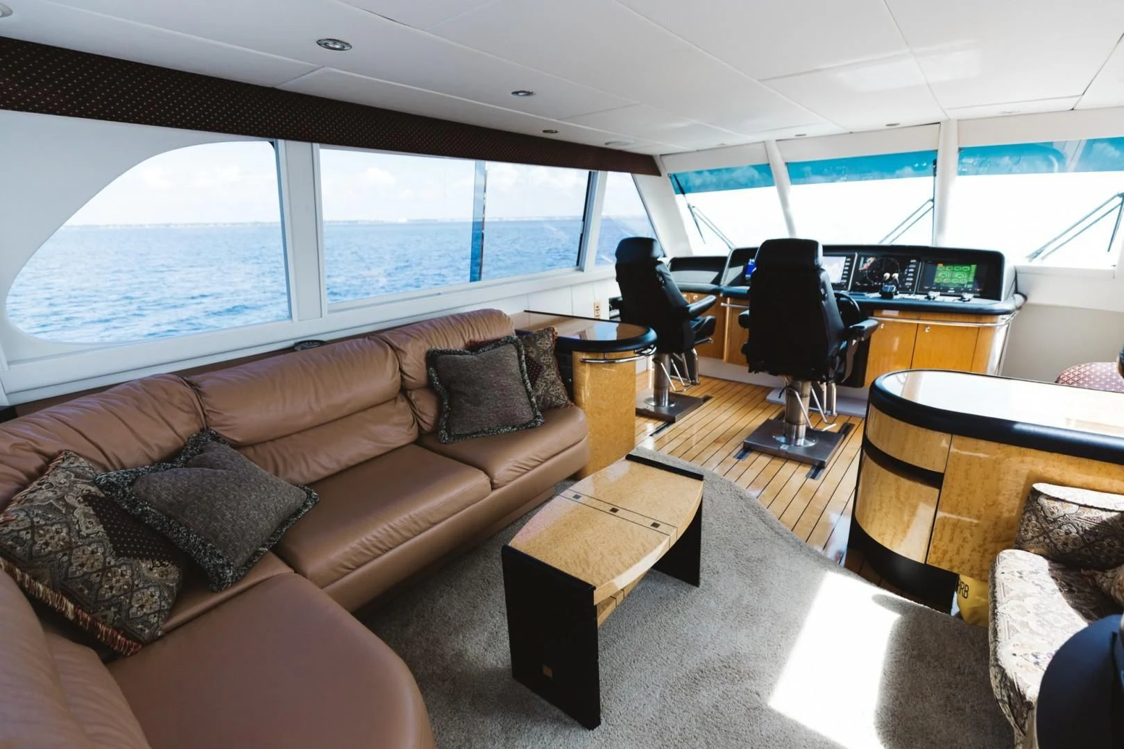 a living room with a large window aboard DOUBLE EAGLE Yacht for Sale